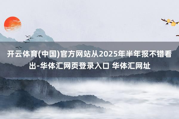 开云体育(中国)官方网站从2025年半年报不错看出-华体汇网页登录入口 华体汇网址